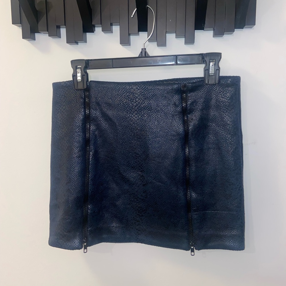 Navy blue suede snake print mini skirt size M